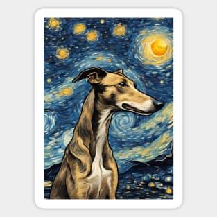 Greyhound Dog Breed Painting in a Van Gogh Starry Night Art Style Sticker